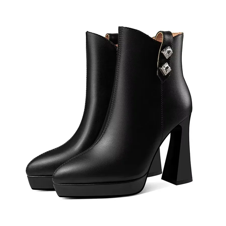 Elegant Zipper Pointed Toe Cone High Heel Boots