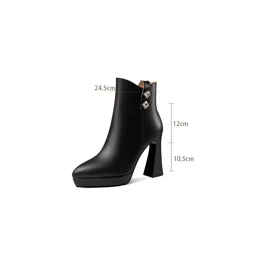 Elegant Zipper Pointed Toe Cone High Heel Boots