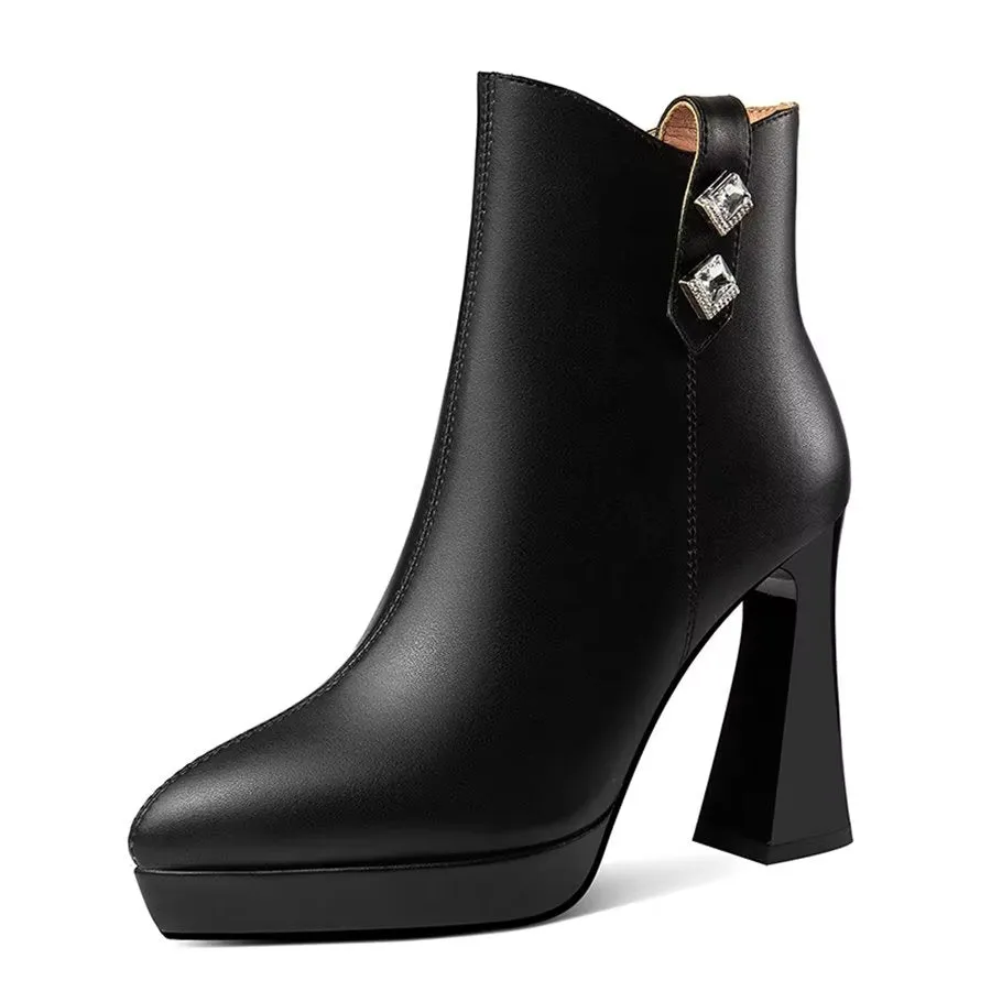 Elegant Zipper Pointed Toe Cone High Heel Boots