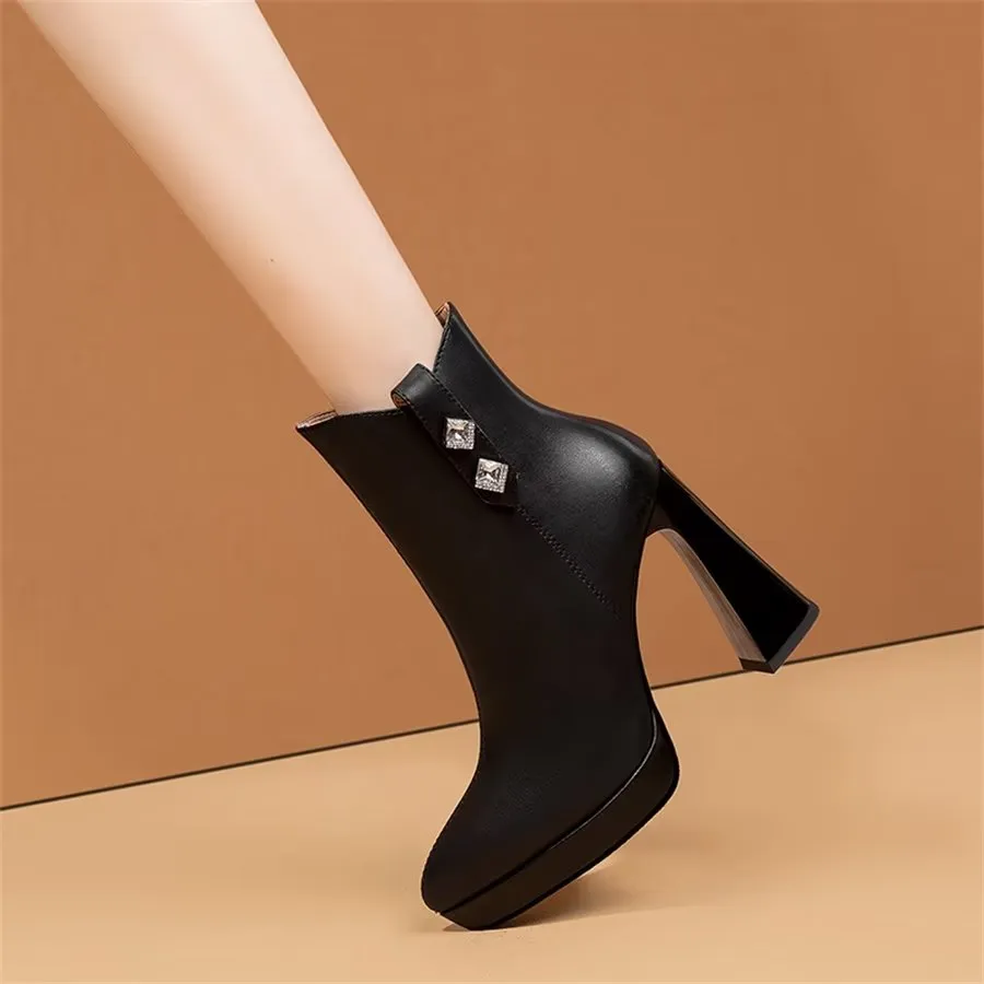 Elegant Zipper Pointed Toe Cone High Heel Boots