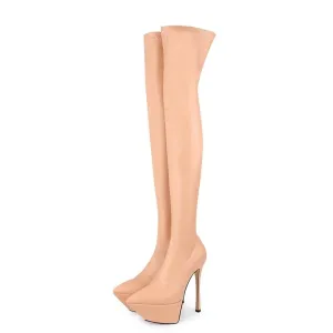 ElegantLuxe Over-Knee Pointed Toe Platform Heel Boots