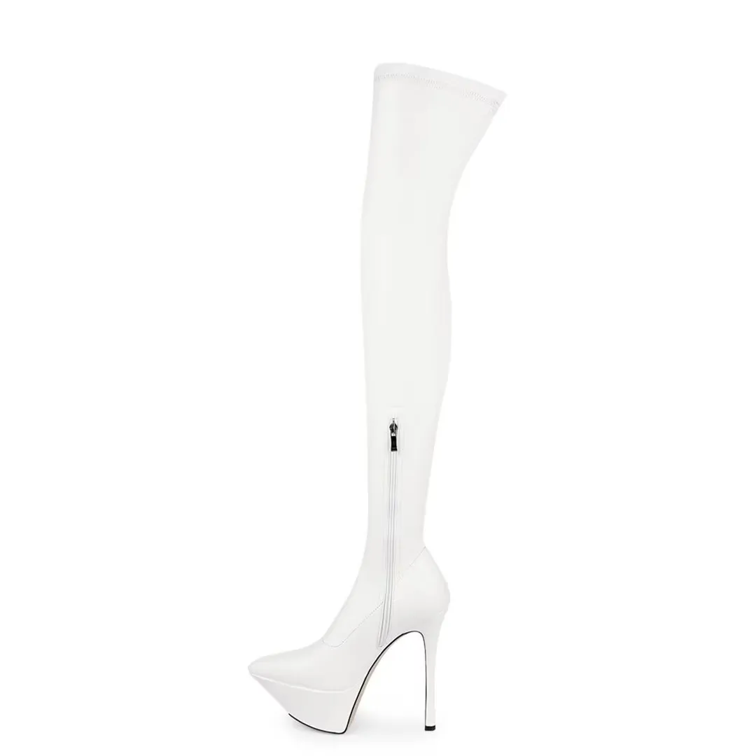 ElegantLuxe Over-Knee Pointed Toe Platform Heel Boots