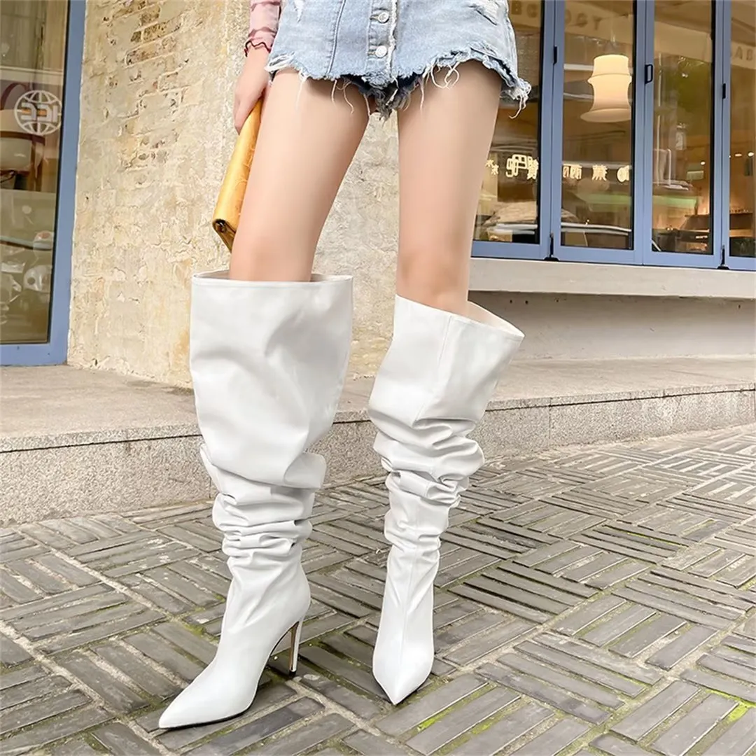 ElegantLuxe Over-Knee Pointed Toe Wedge Heel Boots