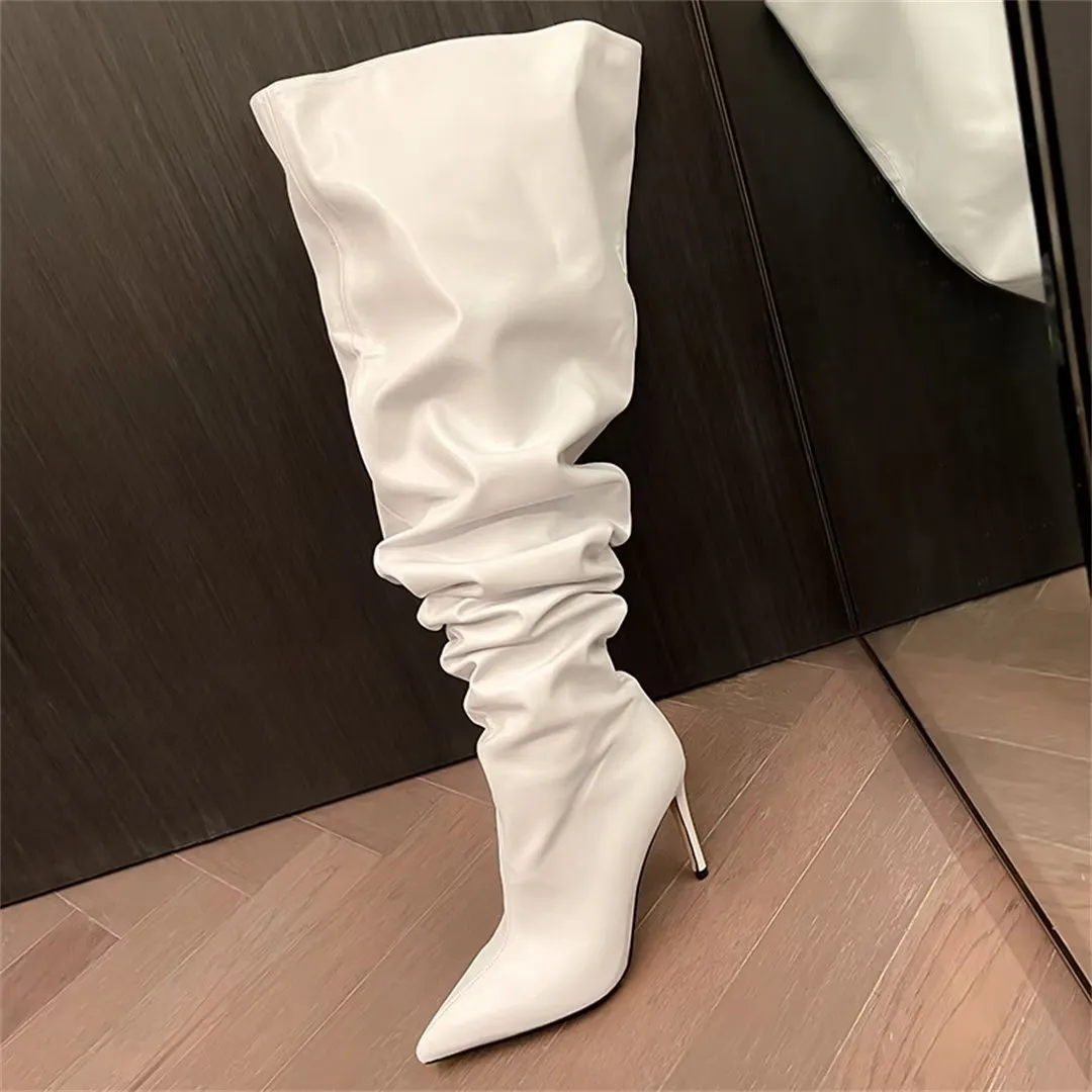 ElegantLuxe Over-Knee Pointed Toe Wedge Heel Boots