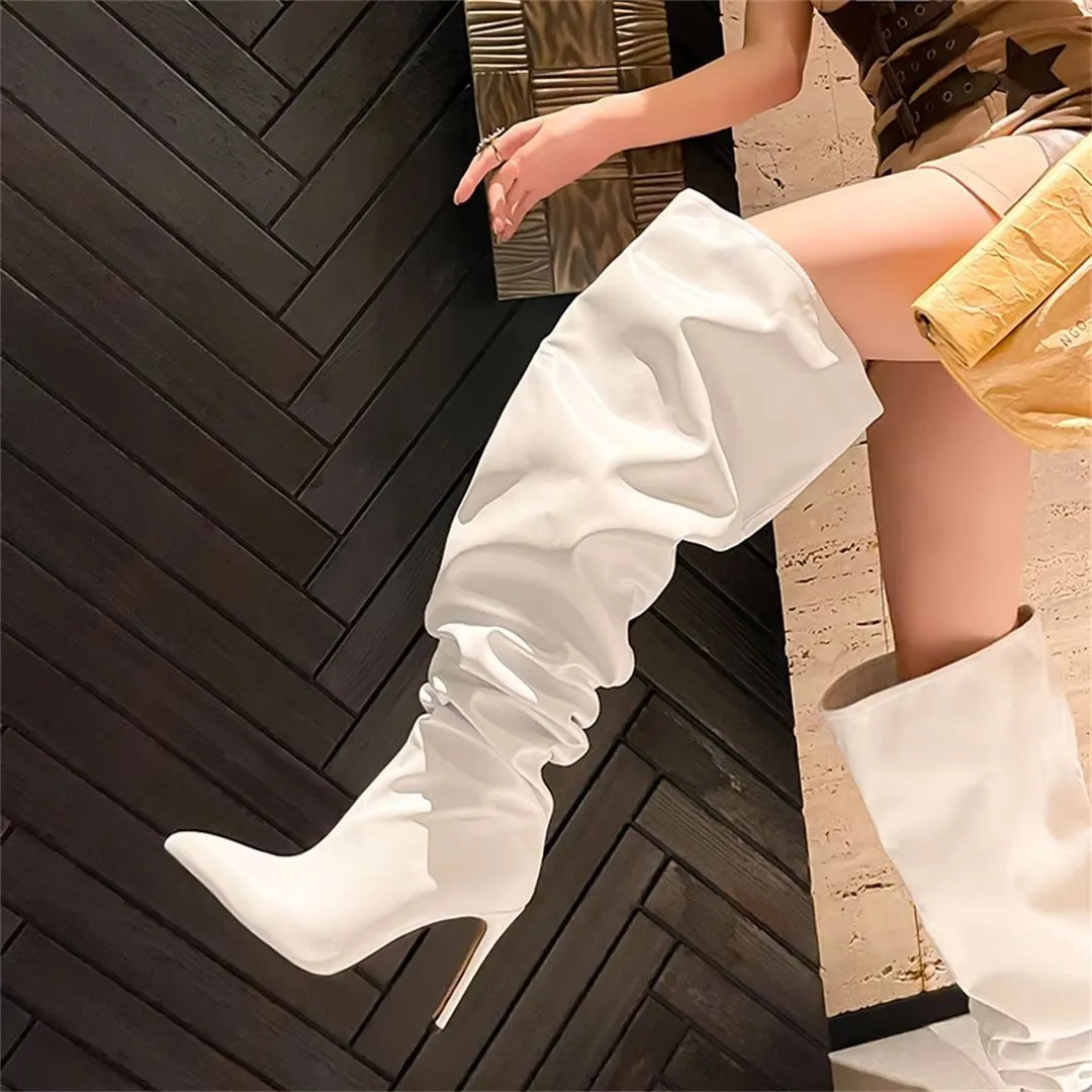 ElegantLuxe Over-Knee Pointed Toe Wedge Heel Boots