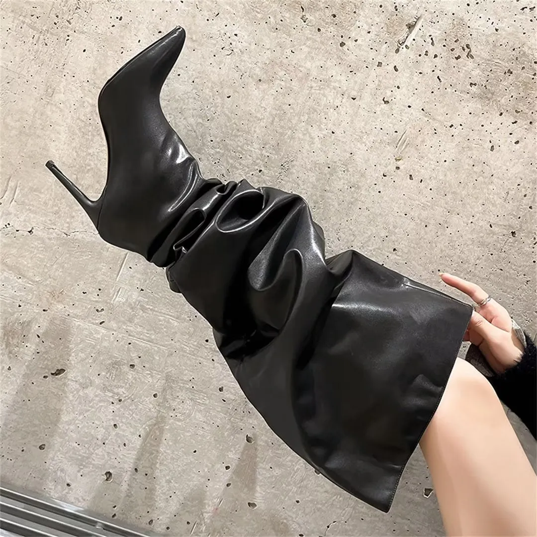 ElegantLuxe Over-Knee Pointed Toe Wedge Heel Boots