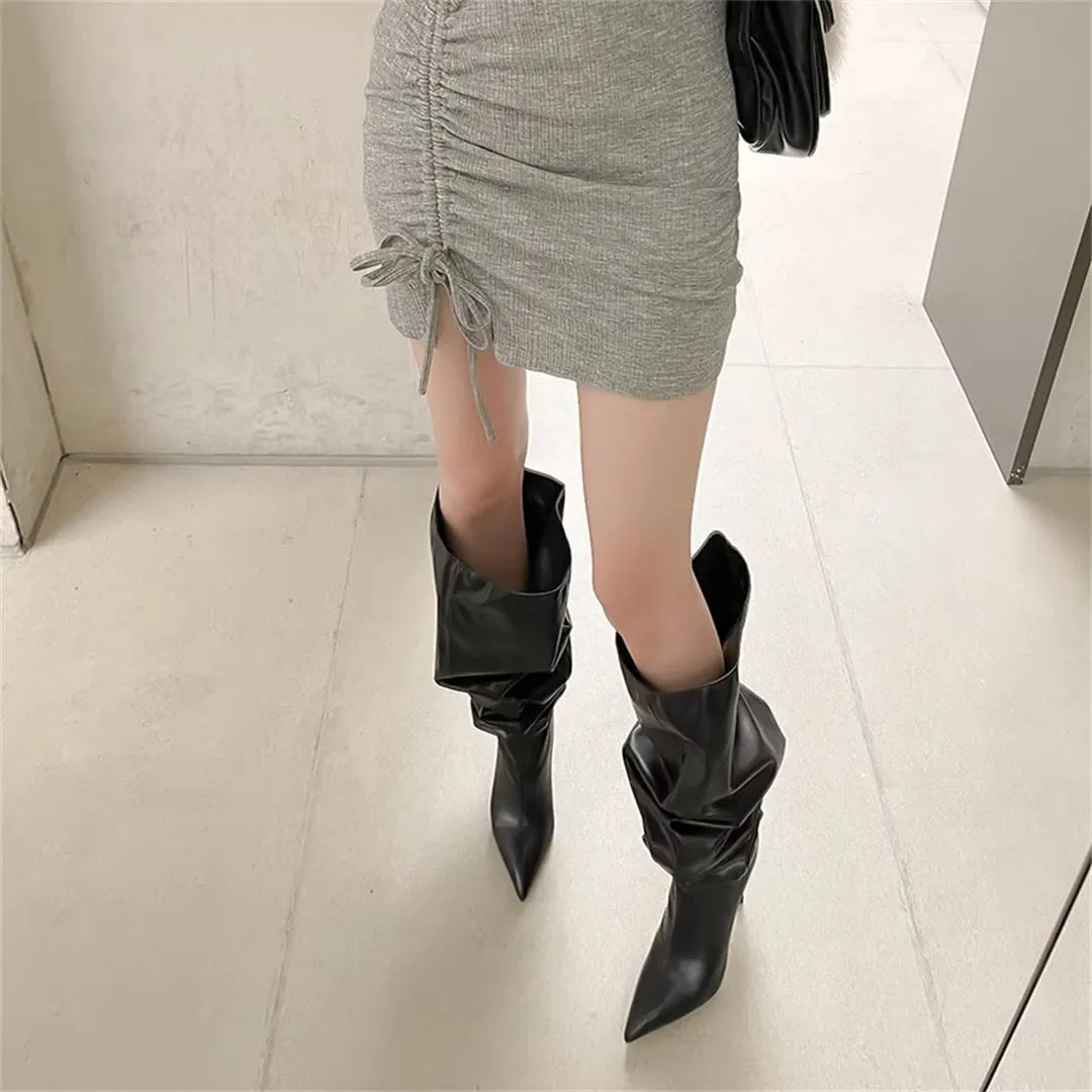 ElegantLuxe Over-Knee Pointed Toe Wedge Heel Boots