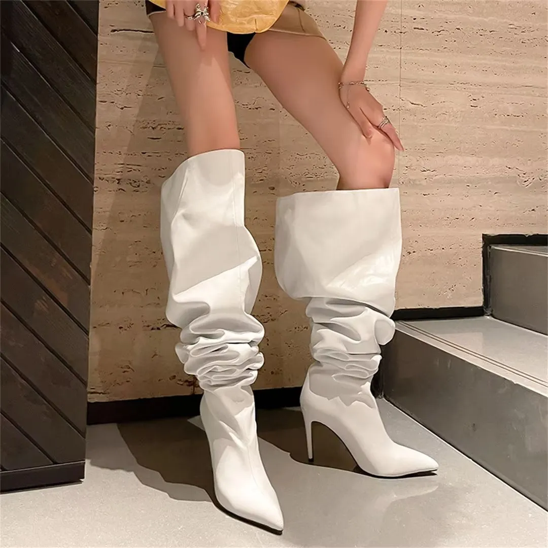 ElegantLuxe Over-Knee Pointed Toe Wedge Heel Boots