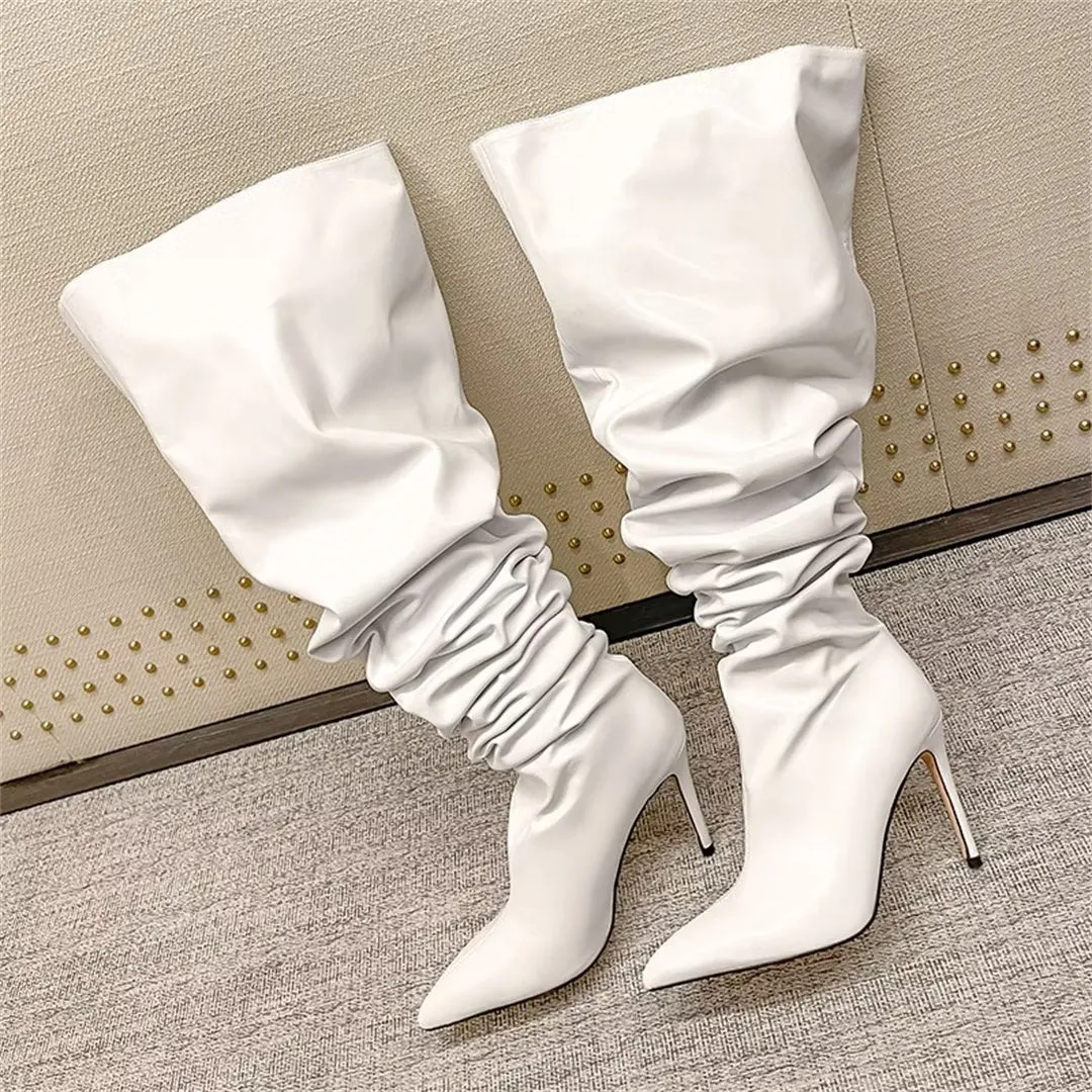 ElegantLuxe Over-Knee Pointed Toe Wedge Heel Boots