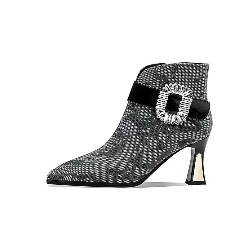 Exotic Serpent-Printed Chic High Heeled Boots