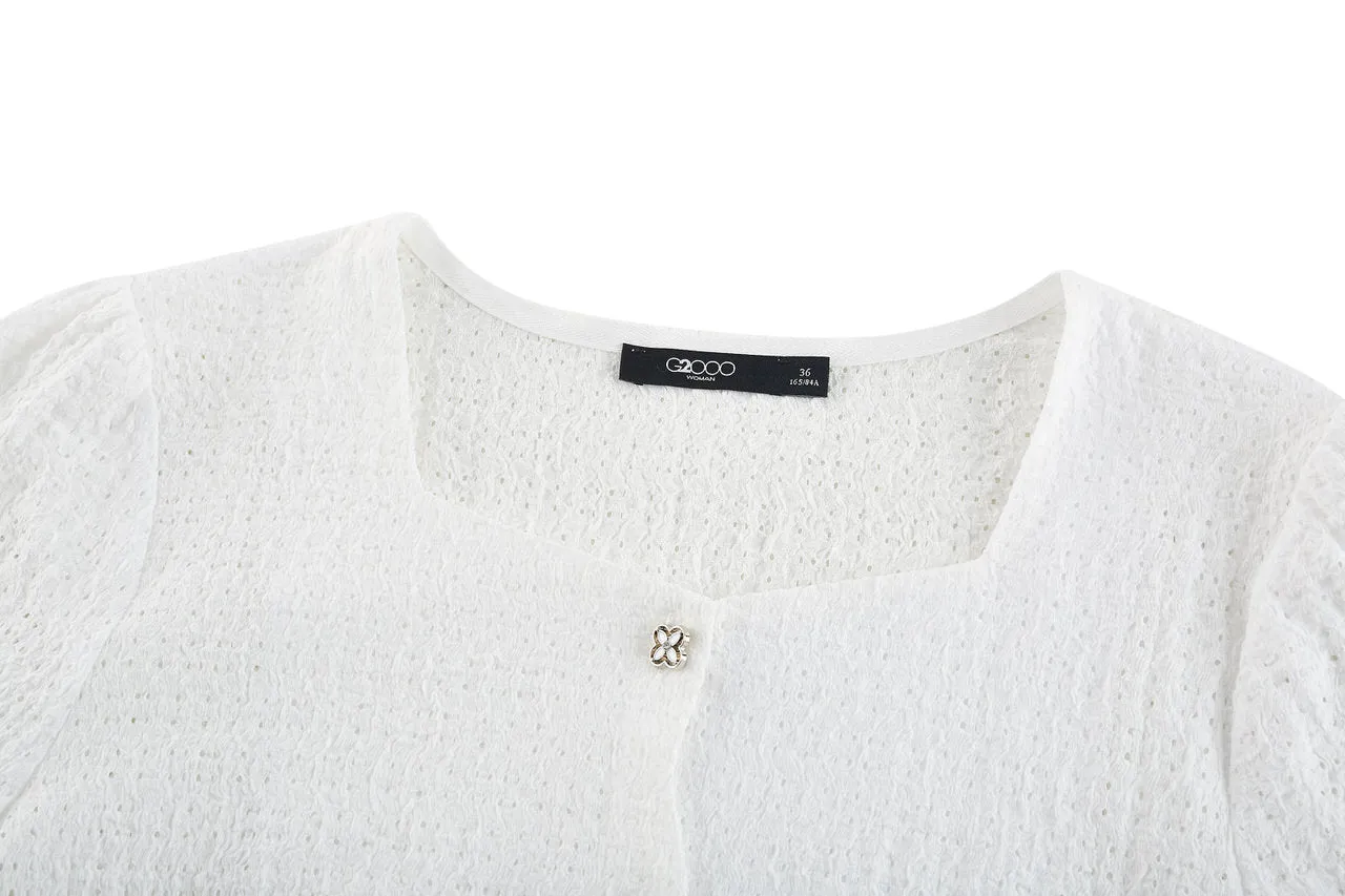 Eyelet Knit Cropped Cardigan