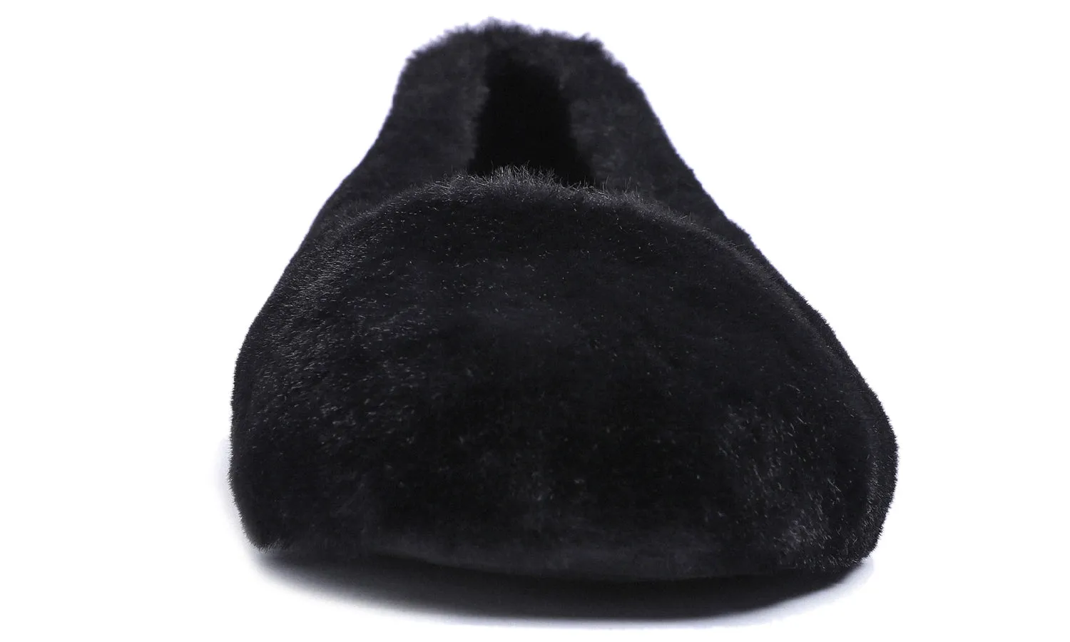 Feversole Women's Fashion Round Toe Puffy Warm Comfort Home Indoor Winter Soft Ballet Slippers Black Plush