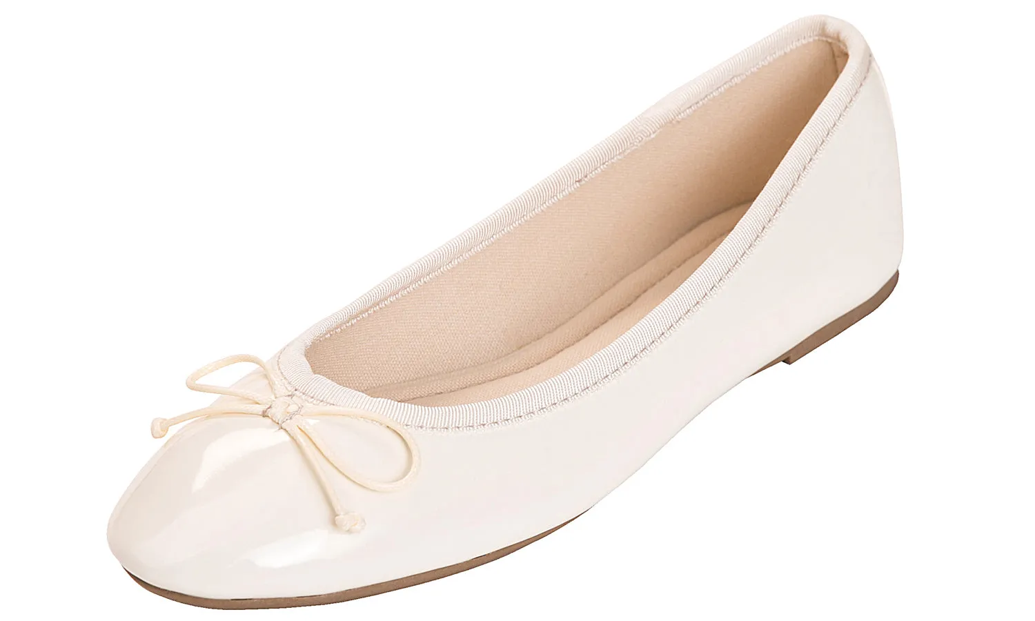 Feversole Women's Macaroon Beige Memory Foam Cushion Insock Patent Ballet Flat