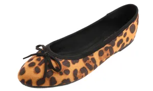 Feversole Women's Macaroon Faux Suede Memory Foam Cushion Insock Soft Ballet Flat Leopard