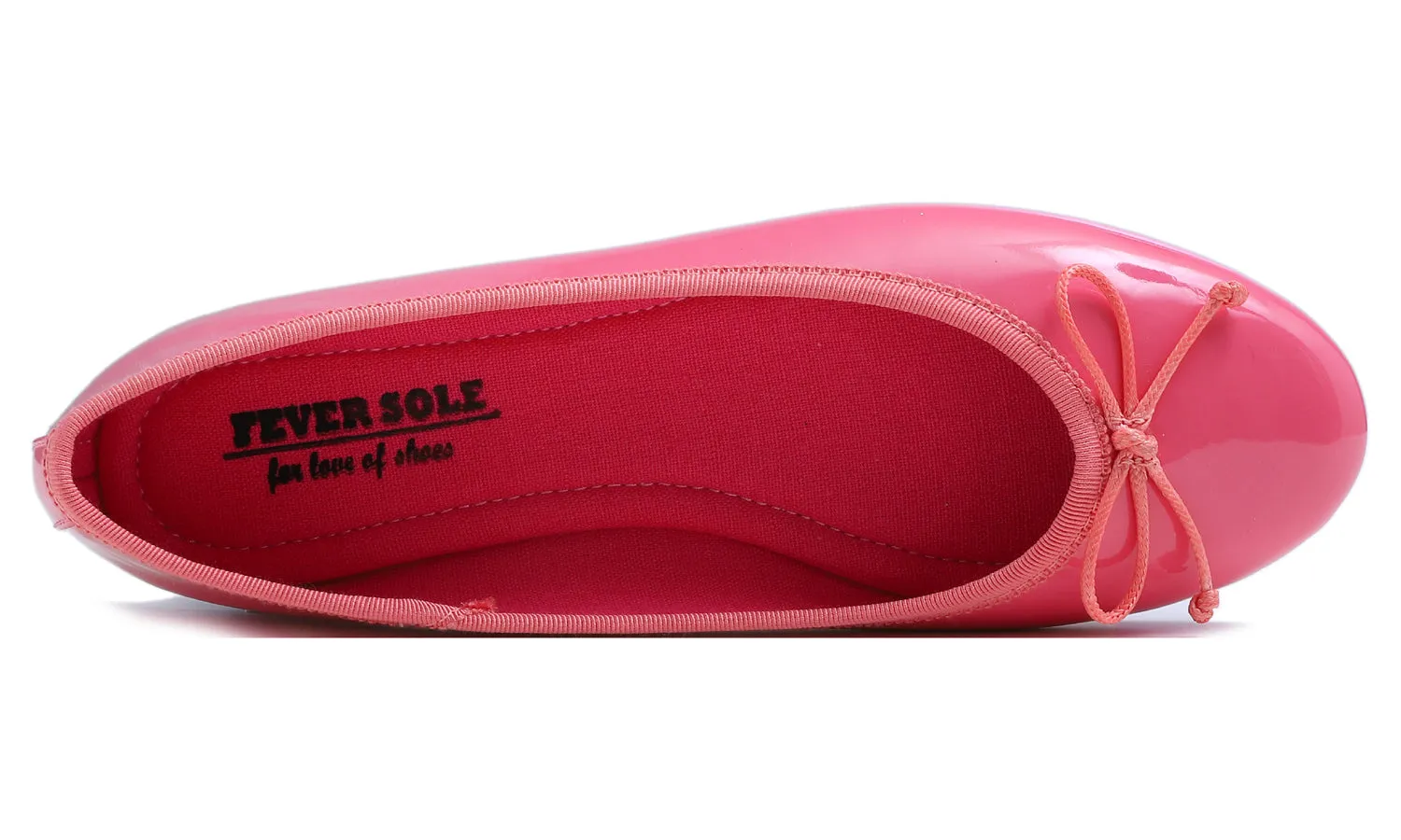 Feversole Women's Macaroon Hot Pink Memory Foam Cushion Insock Patent Ballet Flat