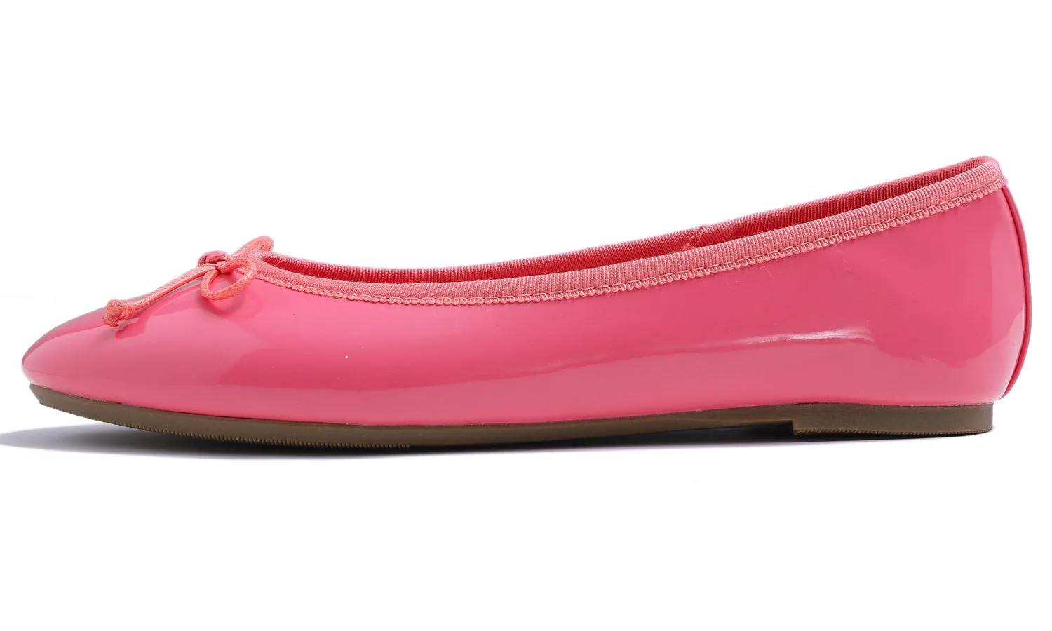 Feversole Women's Macaroon Hot Pink Memory Foam Cushion Insock Patent Ballet Flat