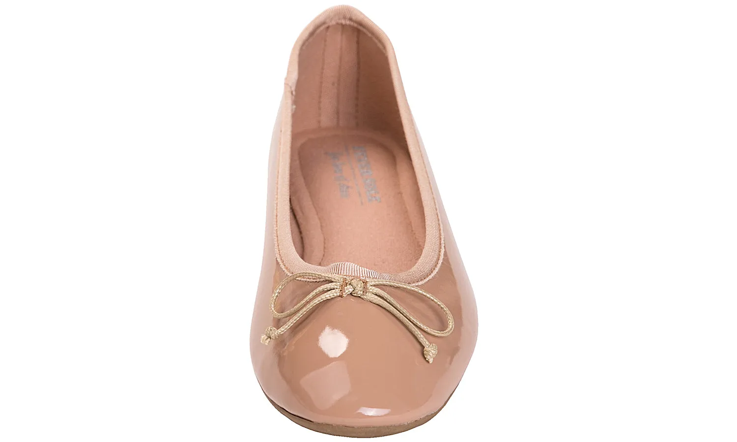 Feversole Women's Macaroon Nude Memory Foam Cushion Insock Patent Ballet Flat