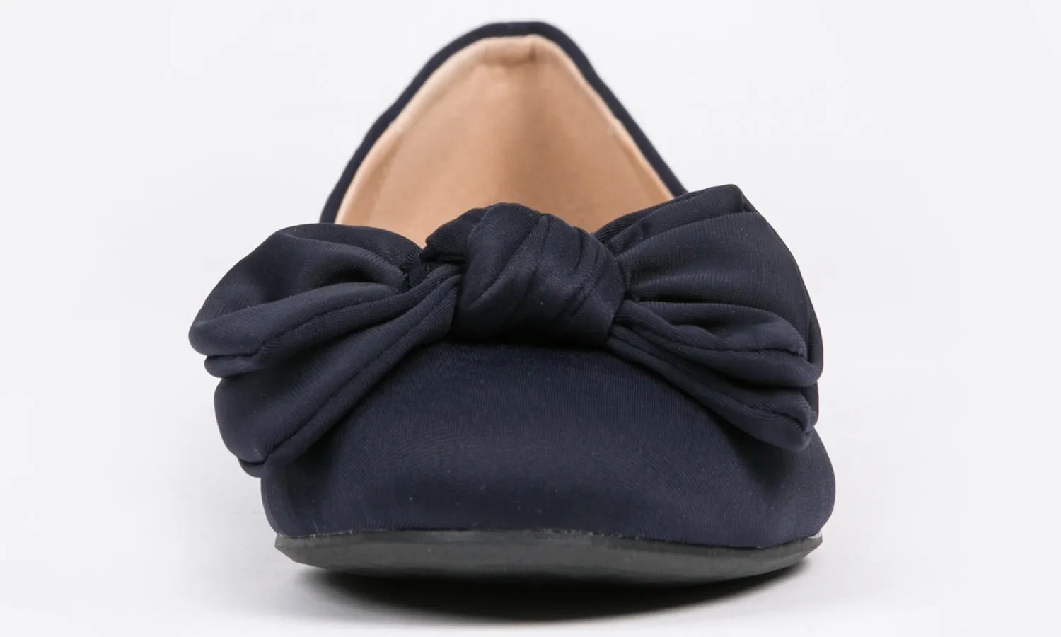 Feversole Women's Round Toe Cute Bow Trim Ballet Flats In Navy Color