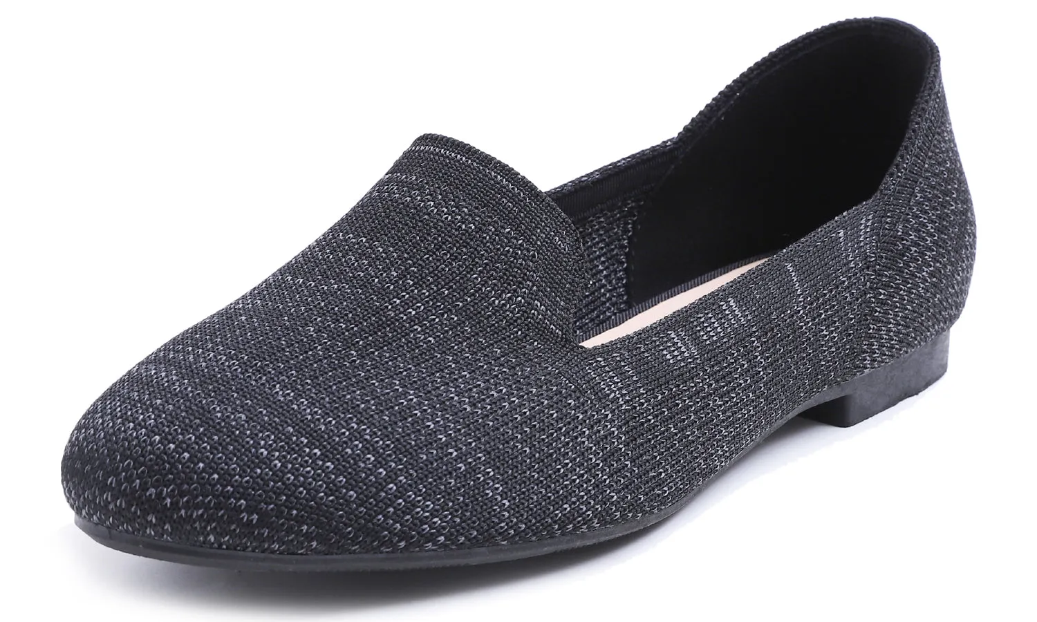 Feversole Women's Woven Fashion Breathable Knit Flat Shoes Black Mixed Loafer