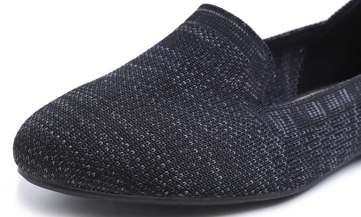 Feversole Women's Woven Fashion Breathable Knit Flat Shoes Black Mixed Loafer