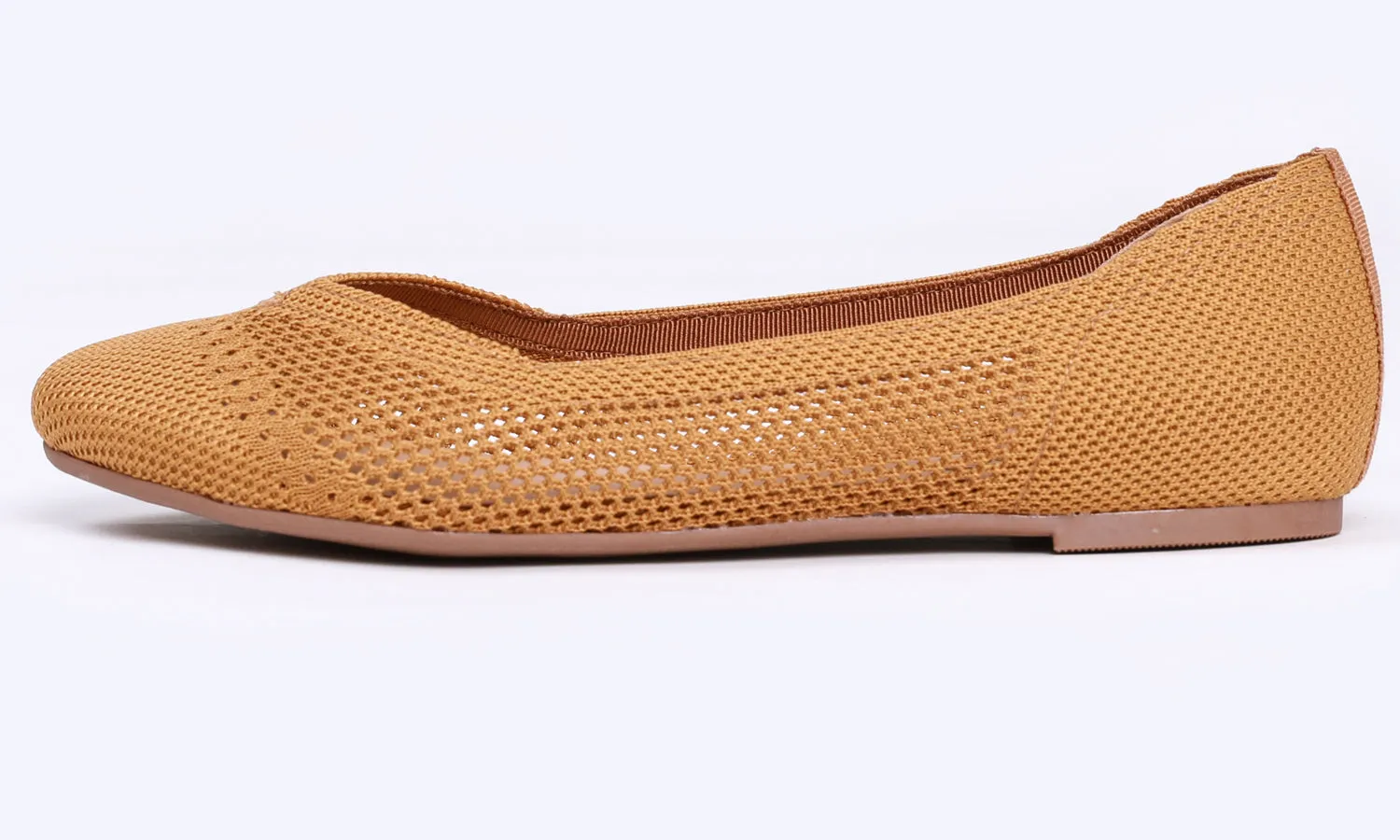 Feversole Women's Woven Fashion Breathable Knit Flat Shoes Caramel Ballet