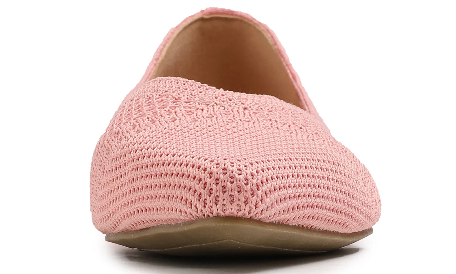 Feversole Women's Woven Fashion Breathable Knit Flat Shoes Pointed Pink