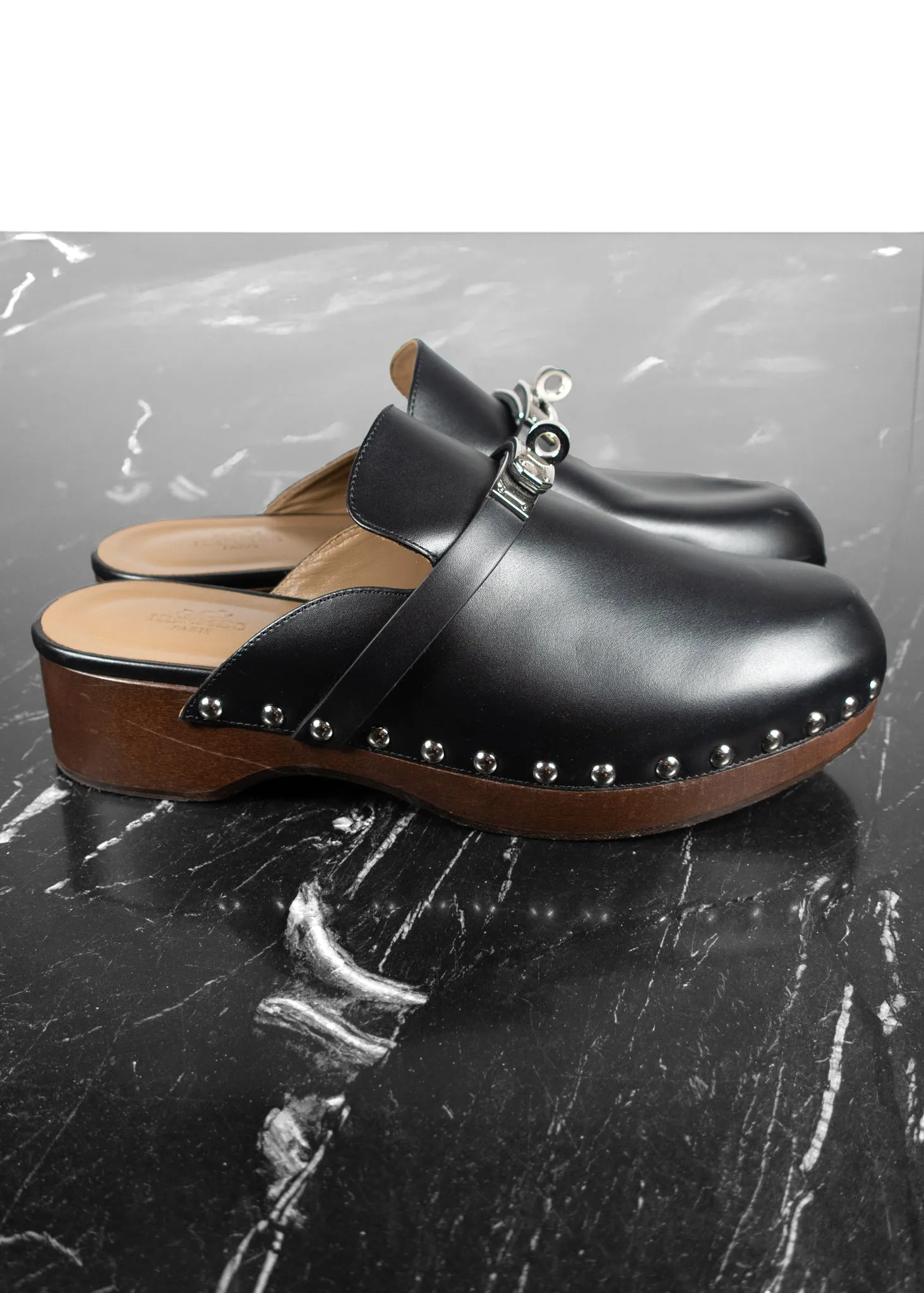 Hermès Carlotta Leather Leather Mules