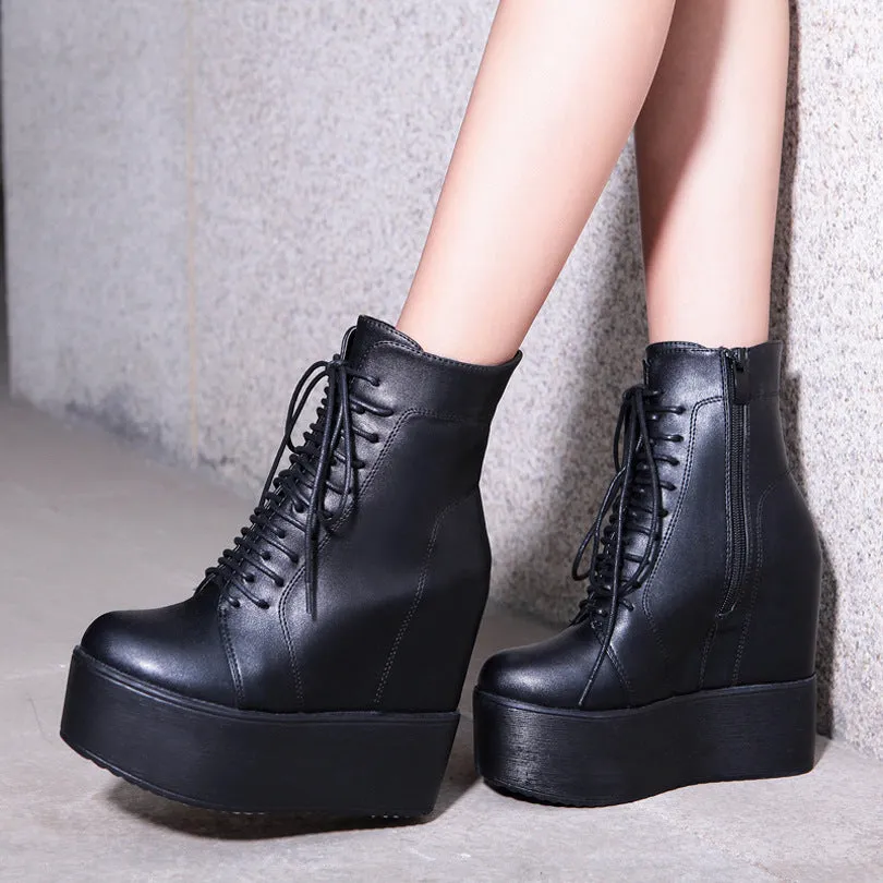 High booties rivet lace-up Martin boots