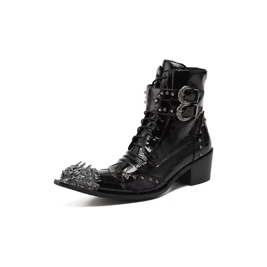 LeatherLux Exotic Embossed Chic Dress Boots