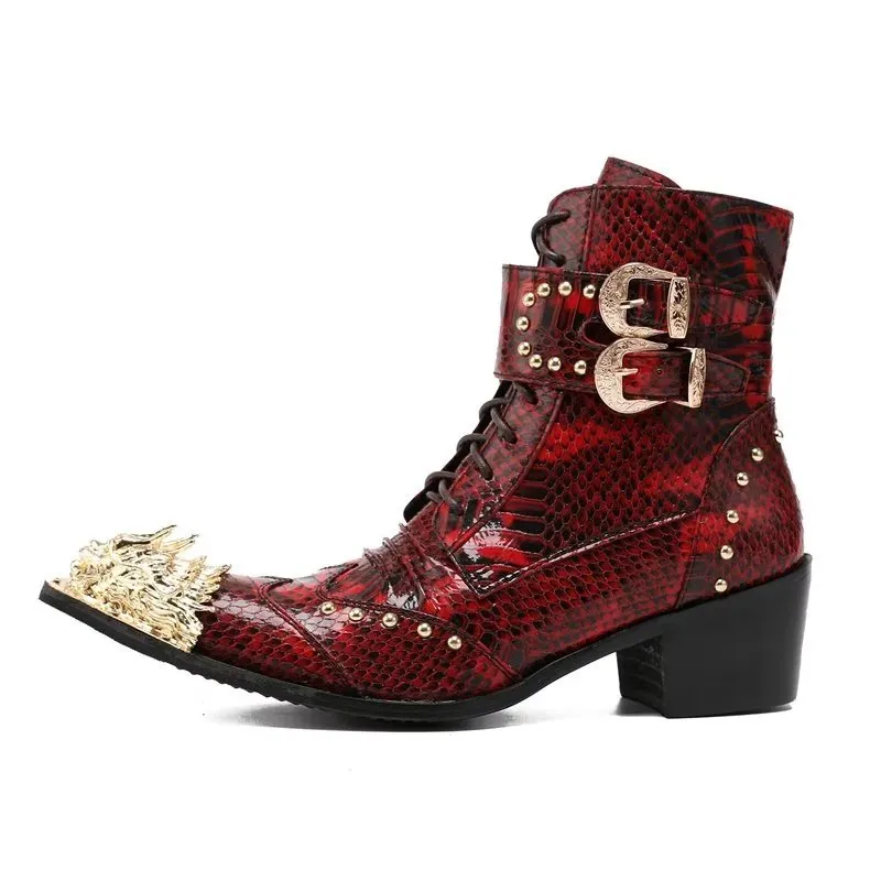 LeatherLux Exotic Embossed Chic Dress Boots