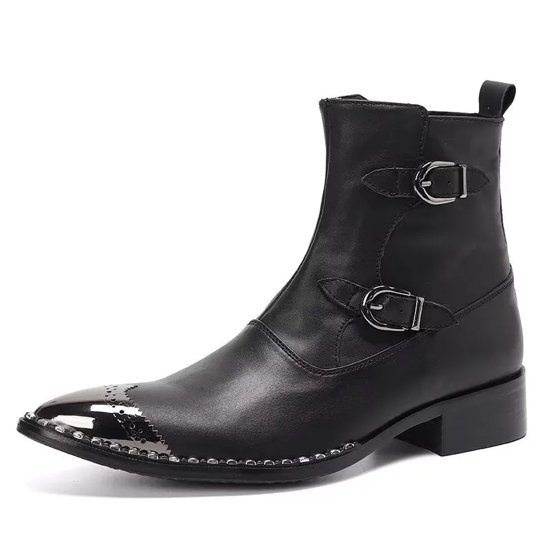 LeatherLuxe Zipper Ankle Boots: Elegant Footwear Essential