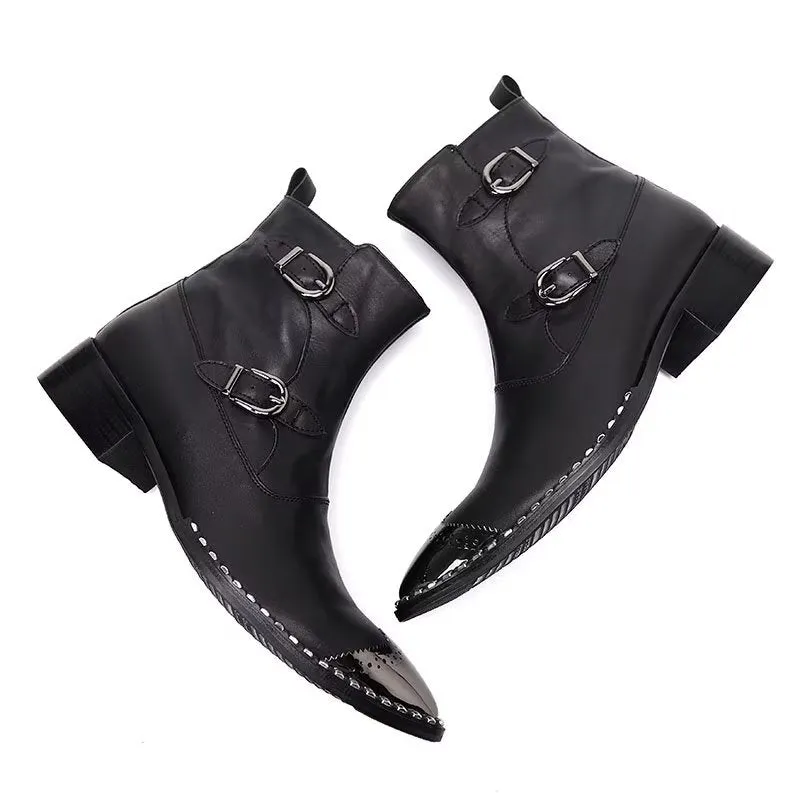 LeatherLuxe Zipper Ankle Boots: Elegant Footwear Essential