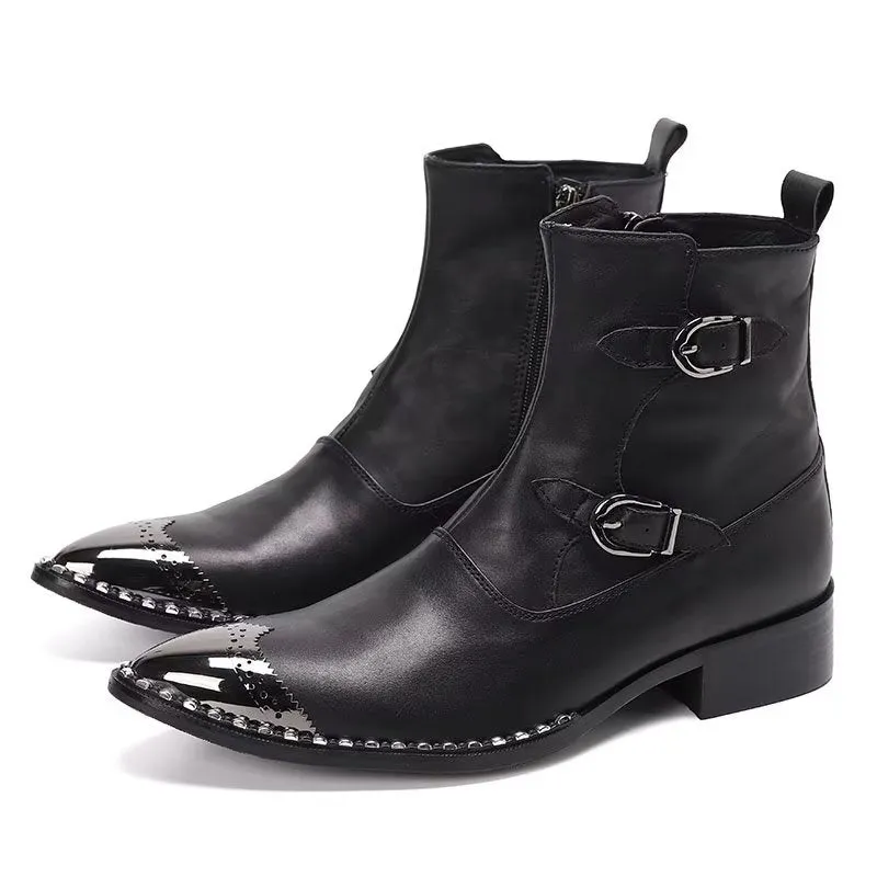 LeatherLuxe Zipper Ankle Boots: Elegant Footwear Essential