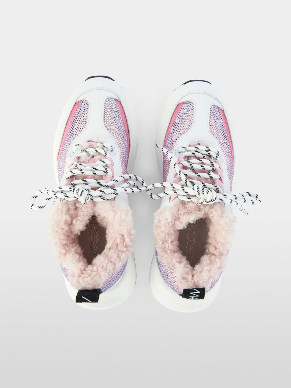 Lip Gloss Sneakers With Rhinestones and Faux Fur