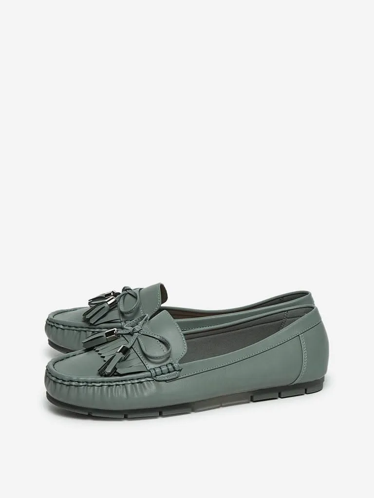 LUNA BLU Green Tassel Design Loafers