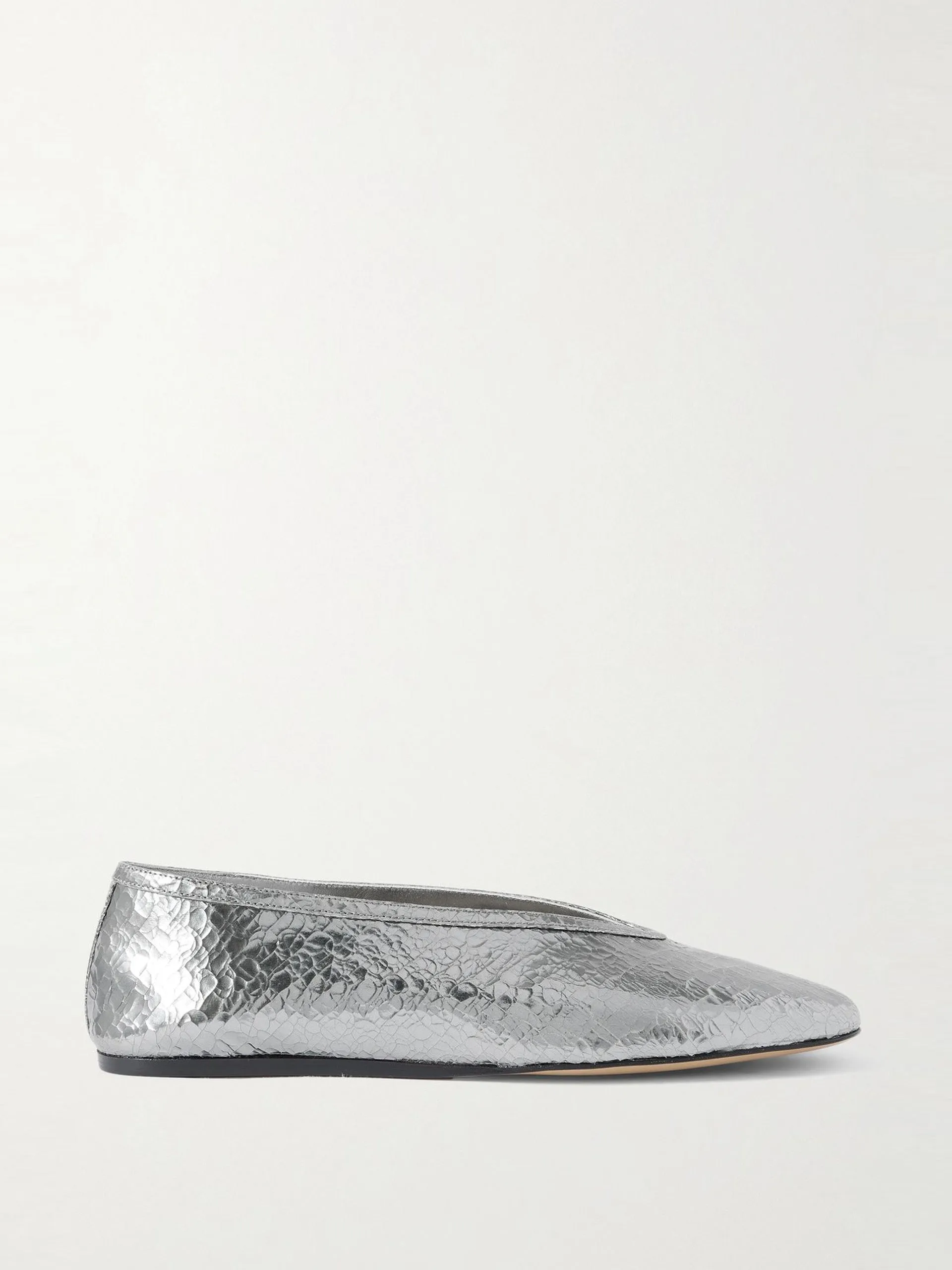 Luna metallic crinkled-leather ballet flats