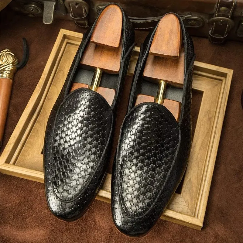 Luxury Cow Leather Exotic Texture Slip-on Loafers