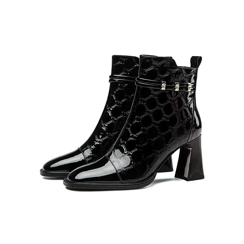 Luxury Exotic Leather High Heeled Boots