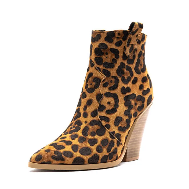 Luxury Snake Print Western High Heel Boots