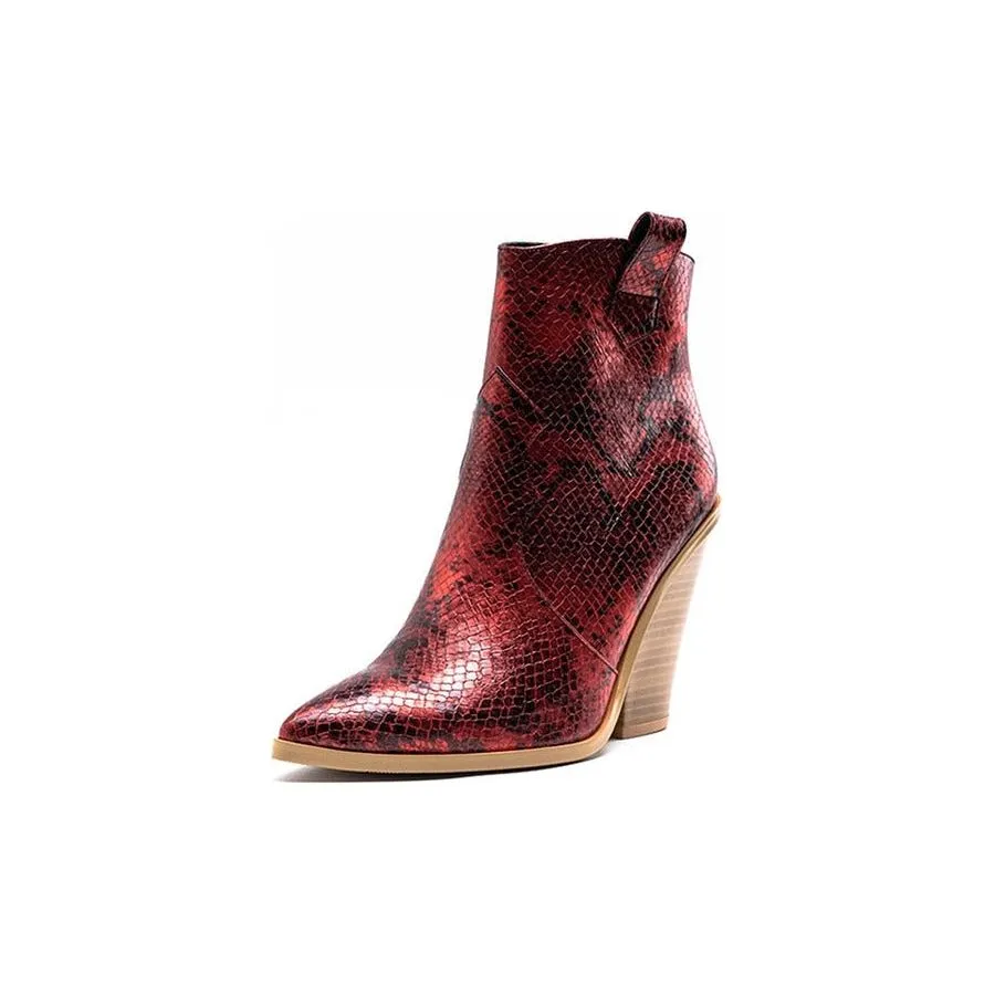 Luxury Snake Print Western High Heel Boots