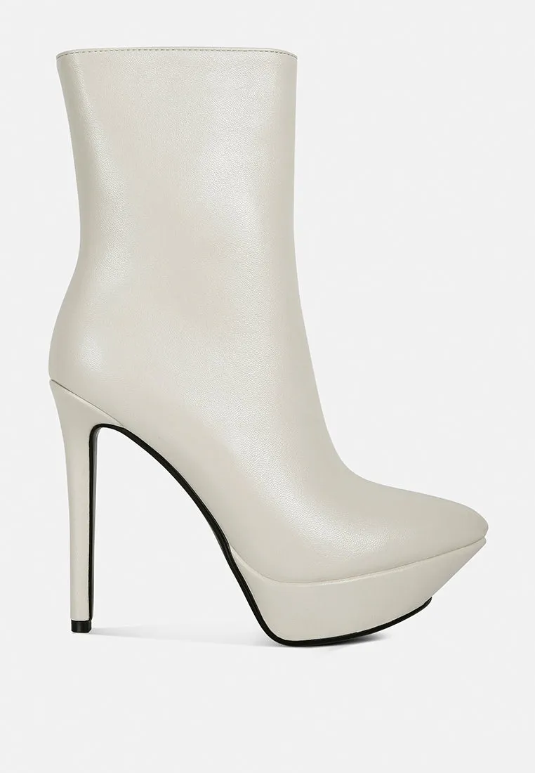 MAGNA Beige Platform Heel Ankle Boot