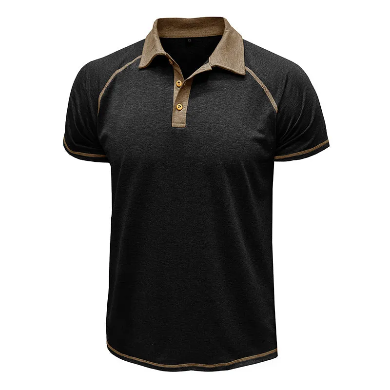 Men's Casual Color Matching Lapel Short-Sleeved Polo Shirt 38323888Y