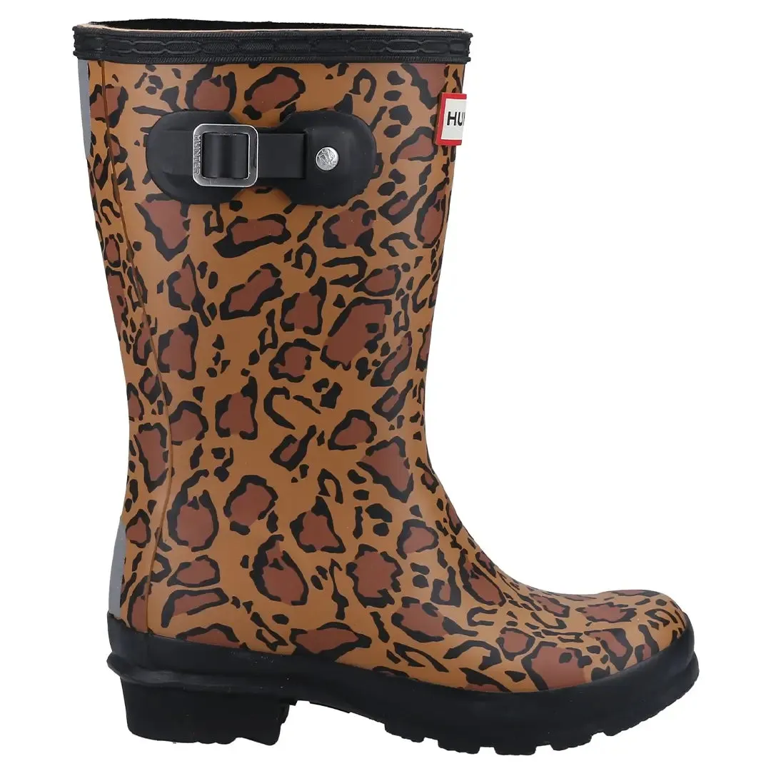 Original Short Leopard Print Boot - Rich Tan/Saddle/Black by Hunter