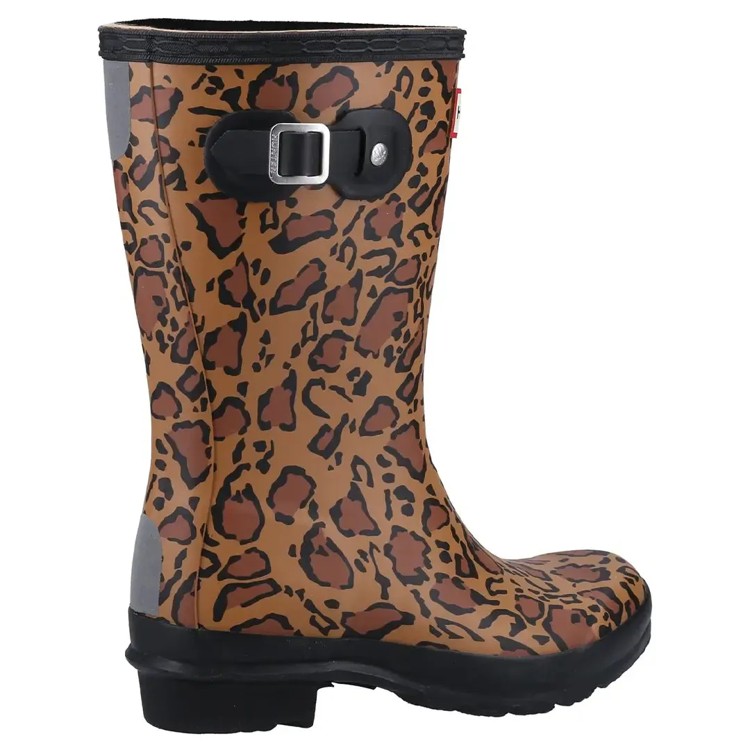 Original Short Leopard Print Boot - Rich Tan/Saddle/Black by Hunter