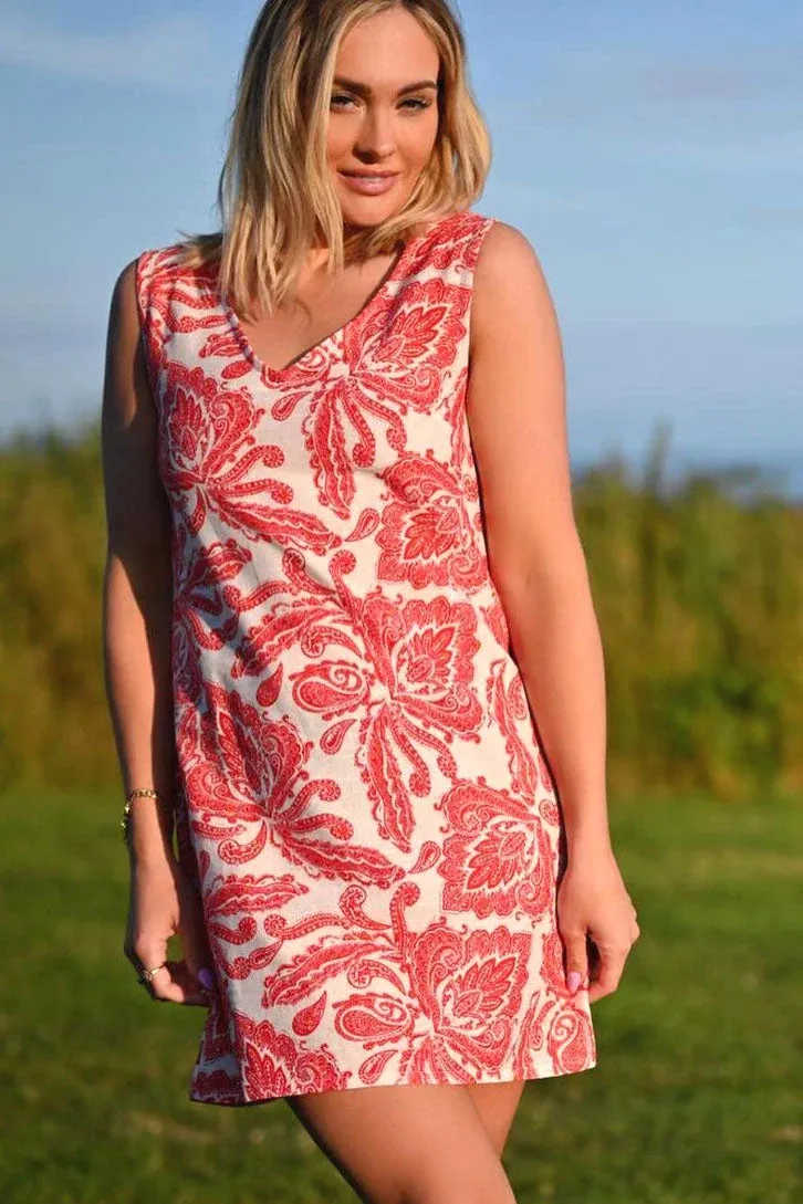 Paisley Sleeveless Linen Dress