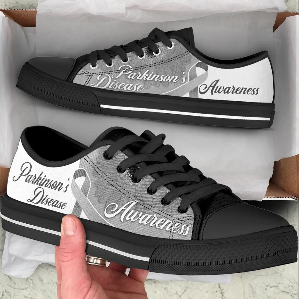 Parkinson's Shoes Disease Awareness Ribbon Low Top Shoes , Low Top Sneaker, Low Top Canvas Shoes