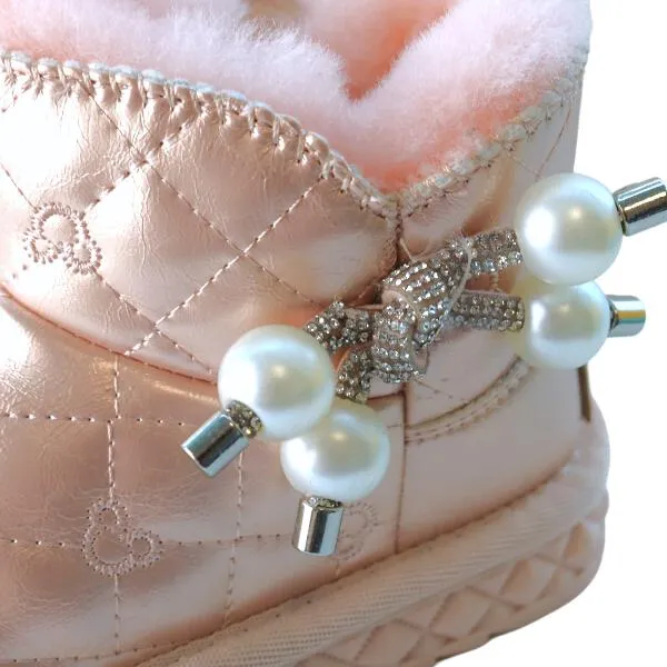 Pink Pearl Charm Quilted Boot