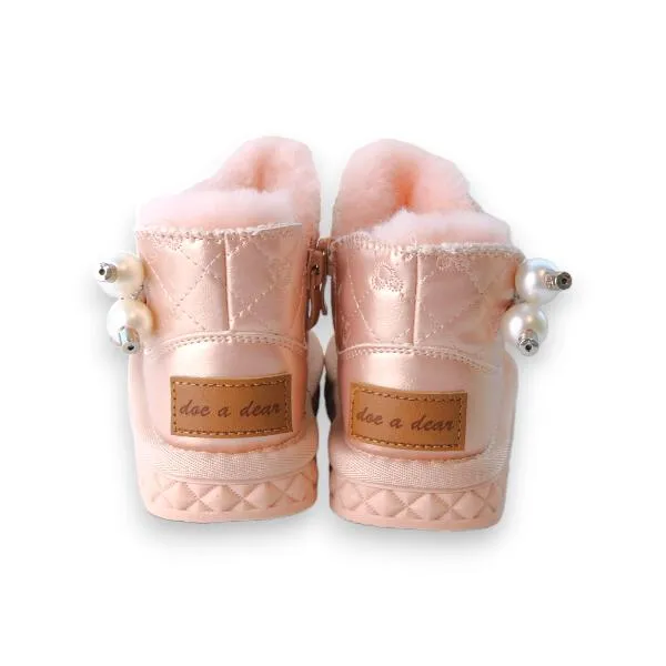 Pink Pearl Charm Quilted Boot