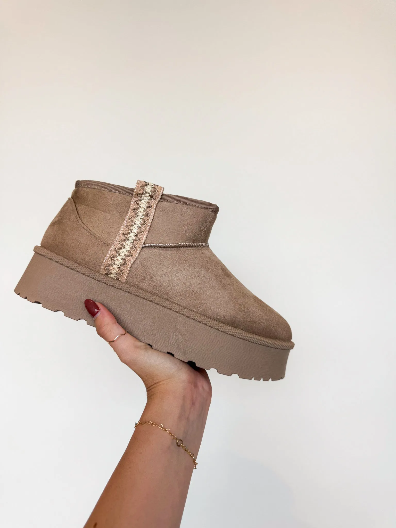 Platform Mini Boots- Taupe