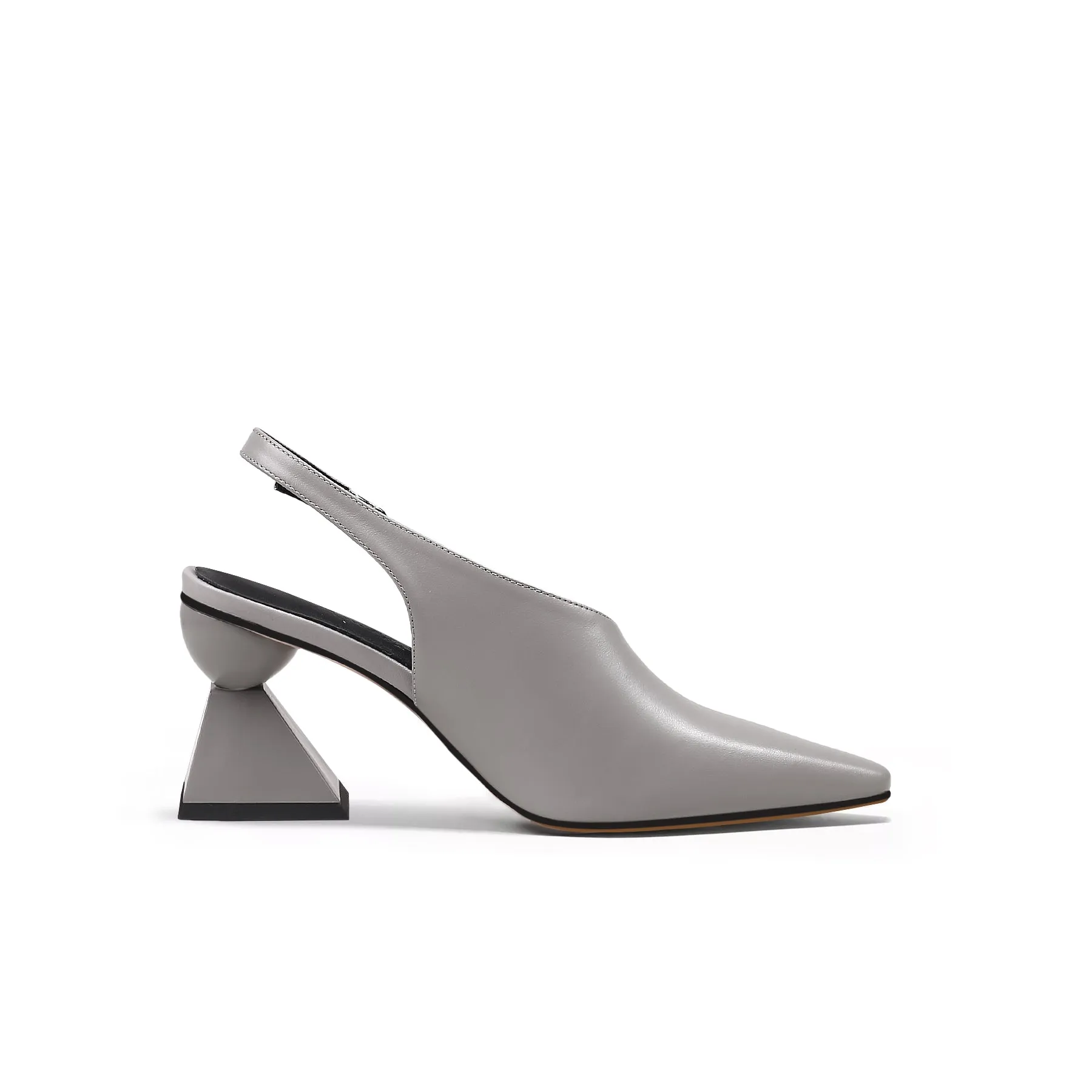 Pointed Toe Slingback Geometric Heel Mules